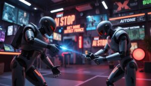 An immersive multiplayer game screen where AI-controlled opponents mimic human-like behavior, showcasing advanced AI integration.